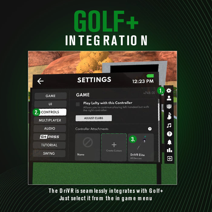DriVR Elite -  Adjustable VR Weighted Golf Club Handle Accessory - Compatible with Quest 2, 3/3s, and Pro
